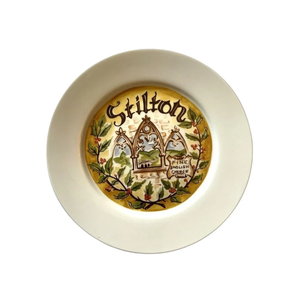 Restoration Hardware Set of 4 Plates CHEESE THEME Lunch Salad Dessert 7 3/4 “
